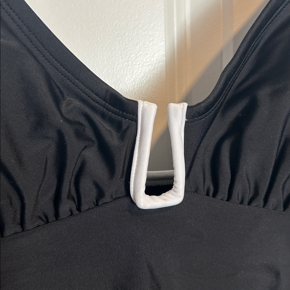 Shade & Shore Black One Piece Bathing Suit with White Trim Women's Large - Picture 3 of 6